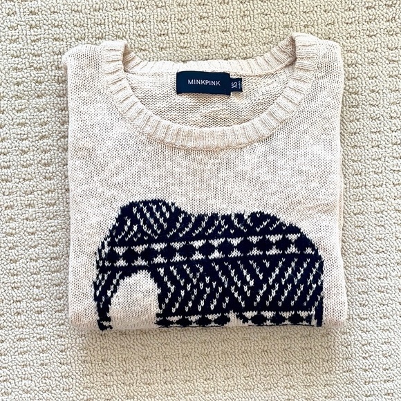 MINKPINK Pride of Place Beige Elephant Knit Sweater - Picture 3 of 10